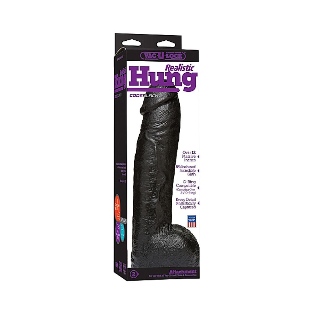 1016-21-BX CODEBLACK - REALISTIC HUNG DOC JOHNSON FALLO REALISTICO NON VIBRANTE NERO 12”