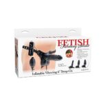 PD3957-23 INFLATABLE VIBRATING 6" STRAP-ON BLACK