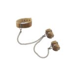 OU167BRN COLLARE CON POLSIERE IN CUOIO RIGENERATO COLLEGATE DA CATENA IN OTTONE