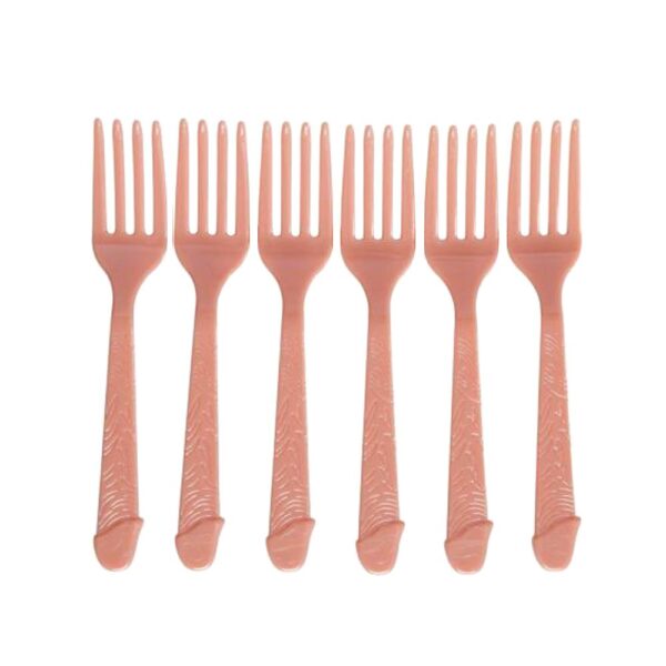 FORCHETTE SEXY IN PLASTICA CON IMPUGNATURA A FORMA DI PENE  IN CONFEZIONE 6 PZ CIRCA 16 CM GADGET PER ADULTI ADDIO AL NUBILATO CELIBATO