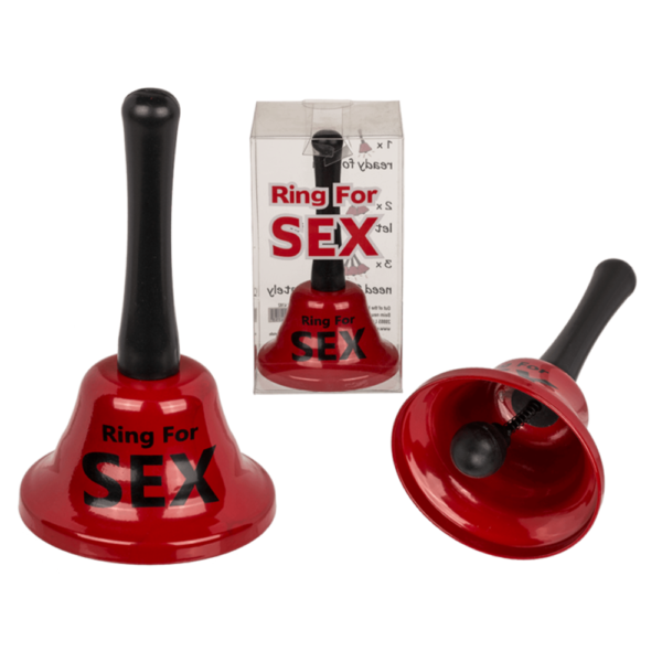 CAMPANELLO ROSSO DA TAVOLO CON SCRITTA RING FOR SEX CM 13 X 7 CIRCA GADGET PER ADULTI ADDIO AL CELIBATO