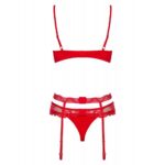 OBSESSIVE HEARTINA 3-PCS SET RED S/M SET DI TRE PEZZI ROSSO LINGERIE SEXY