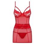 OBSESSIVE CHEMISE & THONG S/M 829-CHE-3 ABITINO ROSSO CON MUTANDINE