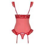 OBSESSIVE CORSET & THONG S/M 863-COR-3 LINGERIE SEXY ROSSO