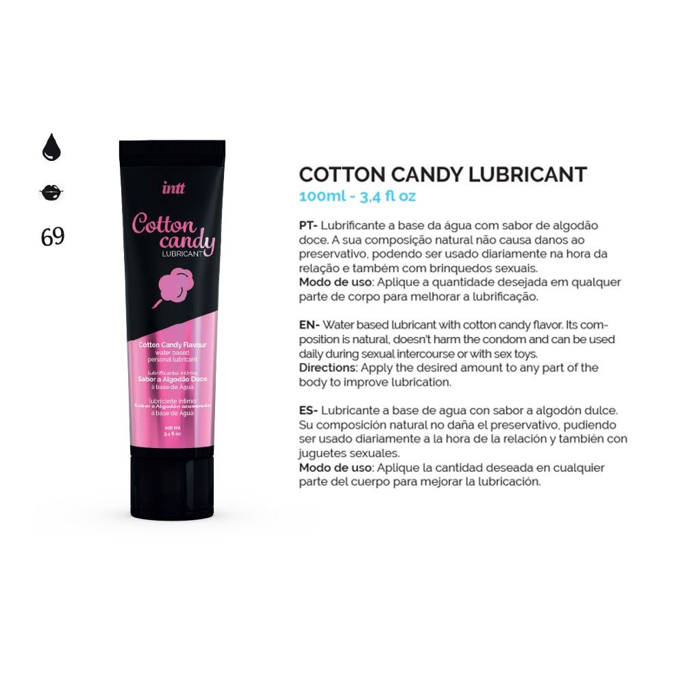 INTT COTTON CANDY LUBRIFICANTE INTIMO A BASE D’ACQUA AROMA ZUCCHERO FILATO 100 ML