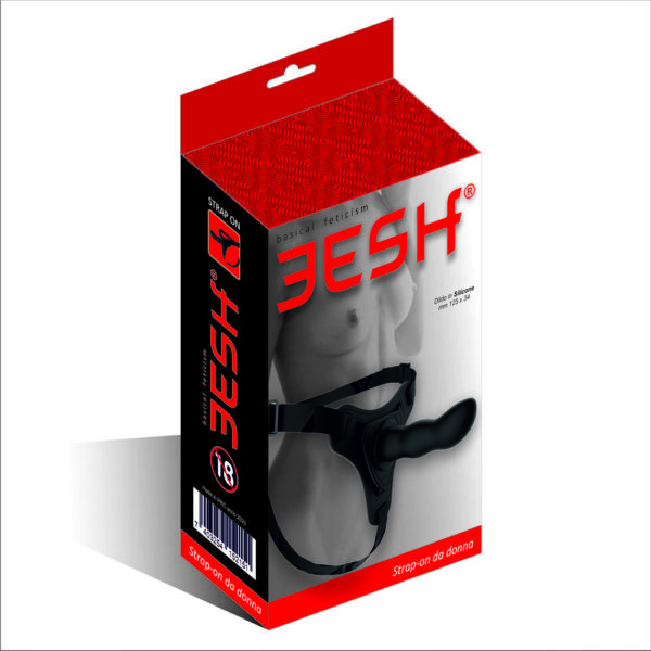EESH® STRAP ON DILDO INDOSSABILE IN SILICONE NERO CON MUTANDINA REGOLABILE
