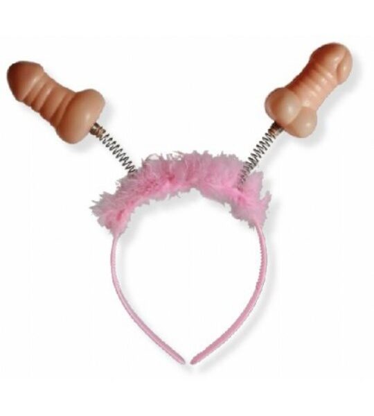 CERCHIETTO CON PELO ROSA E PISELLI CON MOLLA ADDIO AL NUBILATO CELIBATO GADGET PER ADULTI SEXY PARTY