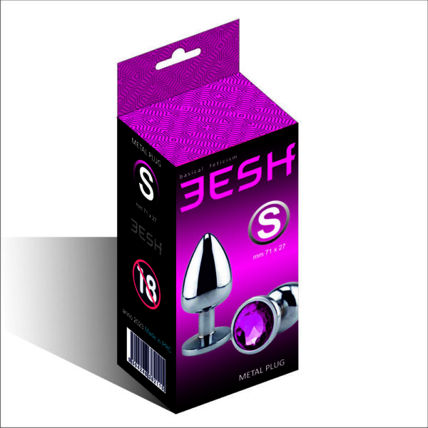 EESH® ANAL PLUG ANALE IN METALLO CROMATO CON GIOIELLO ROSA TG S SADOMASO BDSM FETISH